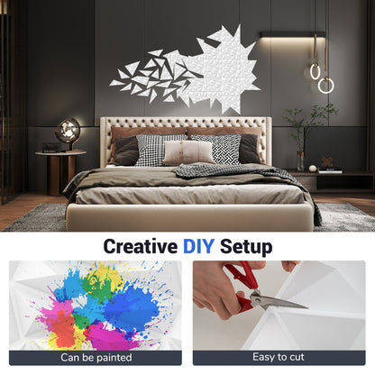 20/40-Pack 3D Wall Panels with Decorative Diamond Patterns-White-20 Pack