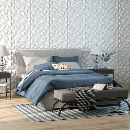 20/40-Pack 3D Wall Panels with Decorative Diamond Patterns-White-40 Pack