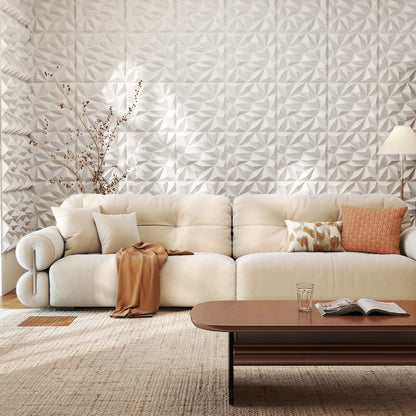 20/40-Pack 3D Wall Panels with Decorative Diamond Patterns-White-20 Pack