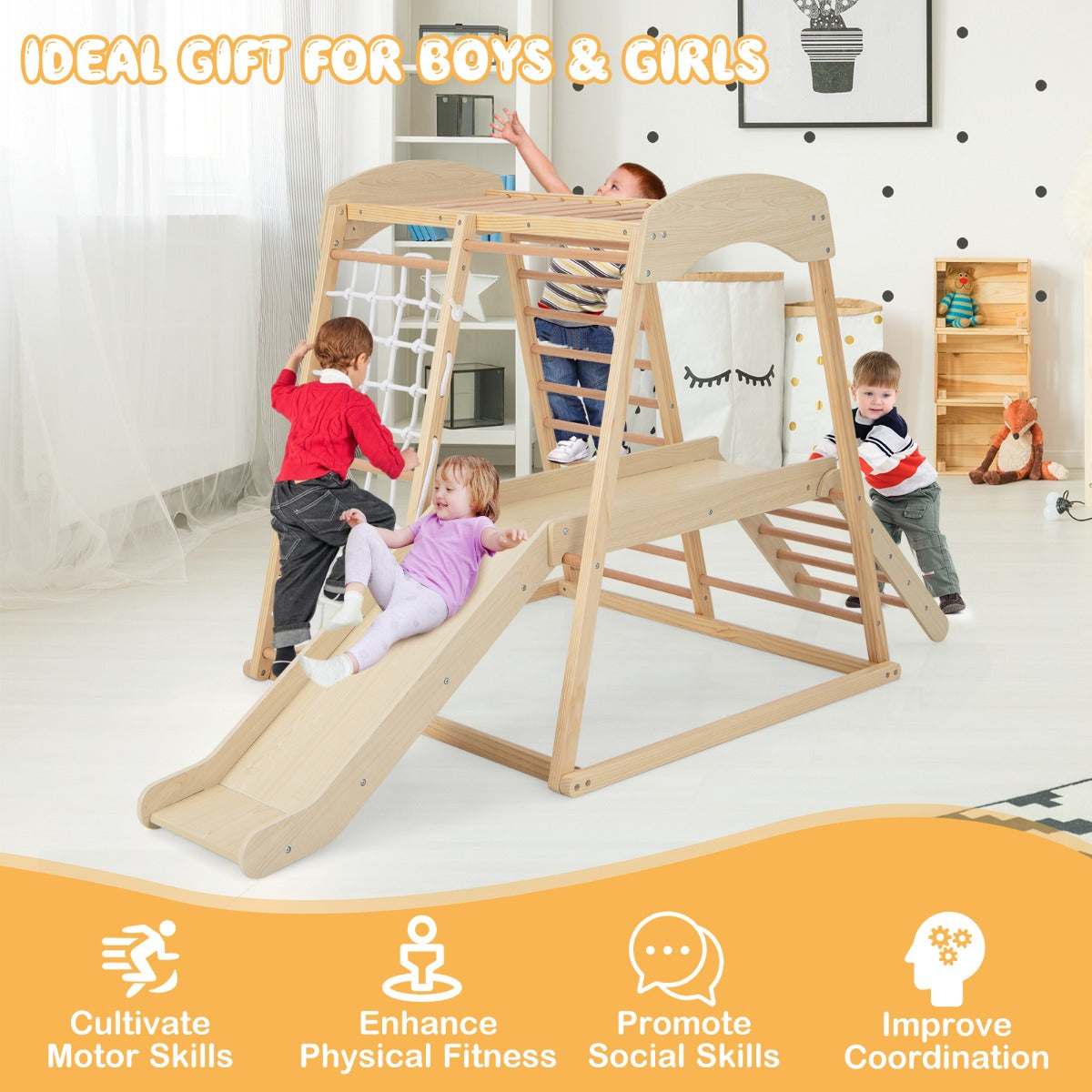 Large Size Climbing Toy Climber Playset with Metal Anchors for Toddlers