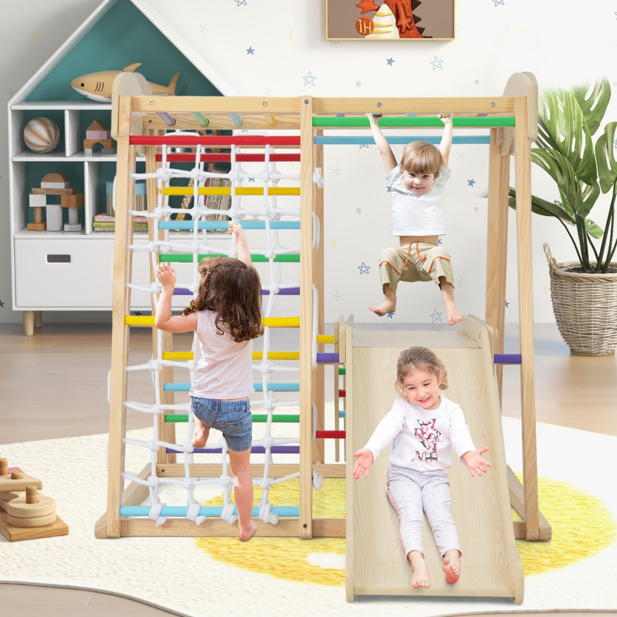 Large Size Climbing Toy Climber Playset with Metal Anchors for Toddlers