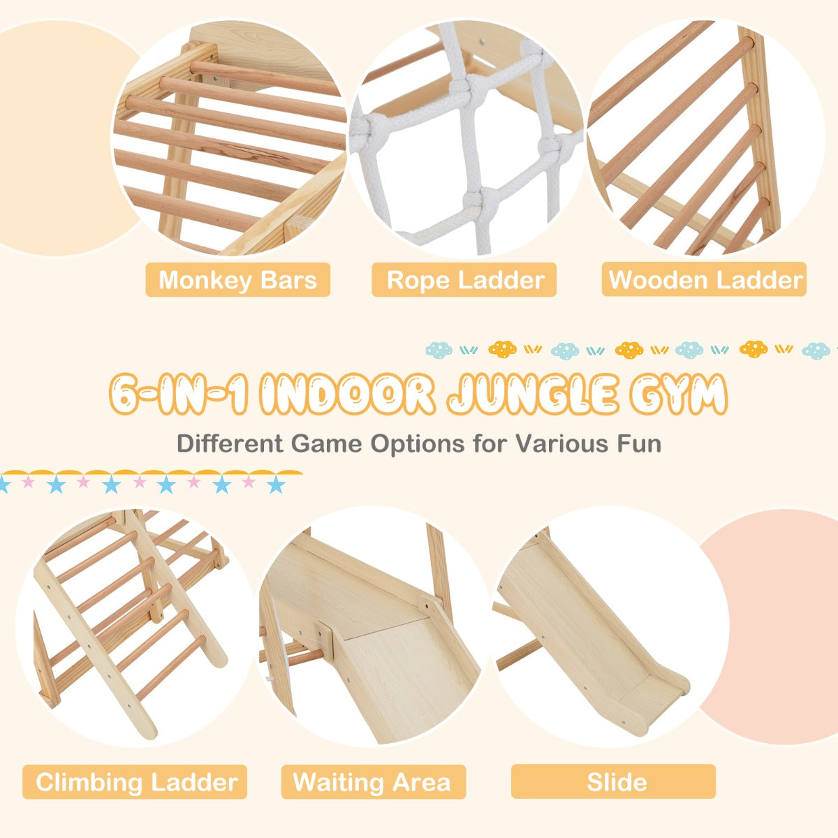 Large Size Climbing Toy Climber Playset with Metal Anchors for Toddlers