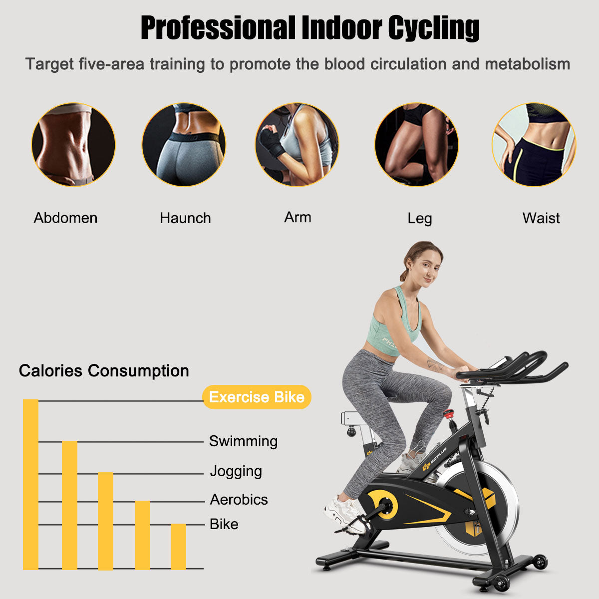 Indoor Magnetic Exercise Bike with Adjustable Resistant and Multi-Position Adjustment