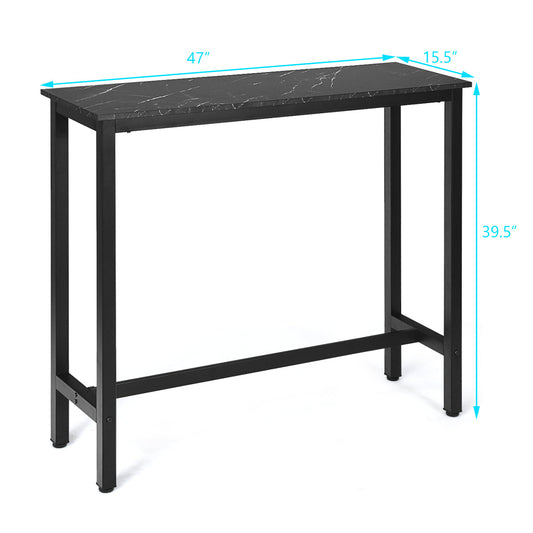 Modern bar height table with durable P2 particleboard top and sturdy metal legs for daily dining
