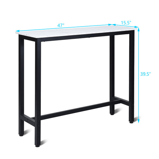 Modern bar height table with durable P2 particleboard top and sturdy metal legs for daily dining