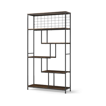 Industrial Freestanding Plant Stand with Metal Net-Rustic Brown