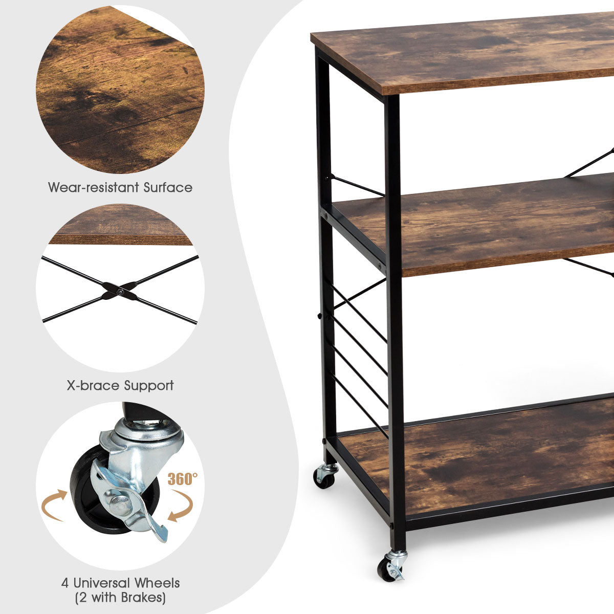 Industrial Kitchen Baker Rack with Lockable Universal Wheel