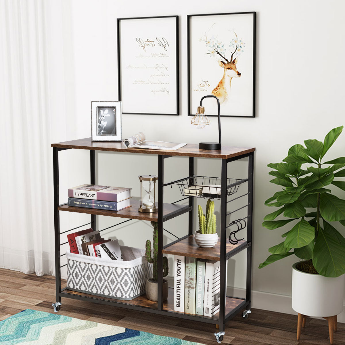 Industrial Kitchen Baker Rack with Lockable Universal Wheel