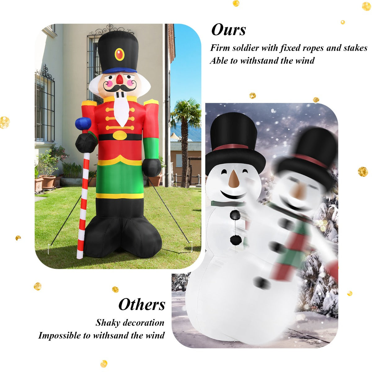 Costway 2.4M Inflatable Christmas Nutcracker Soldier with 3 LED Lights and Candy Scepter