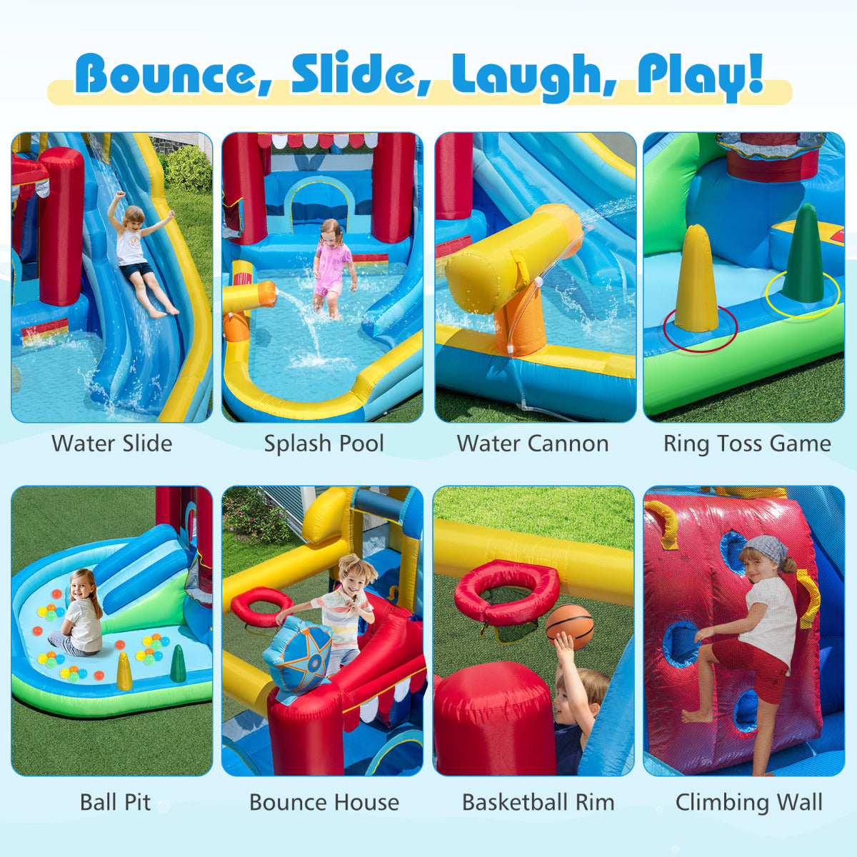 Inflatable Water Park Water Slide with Splash Pool (With Blower)