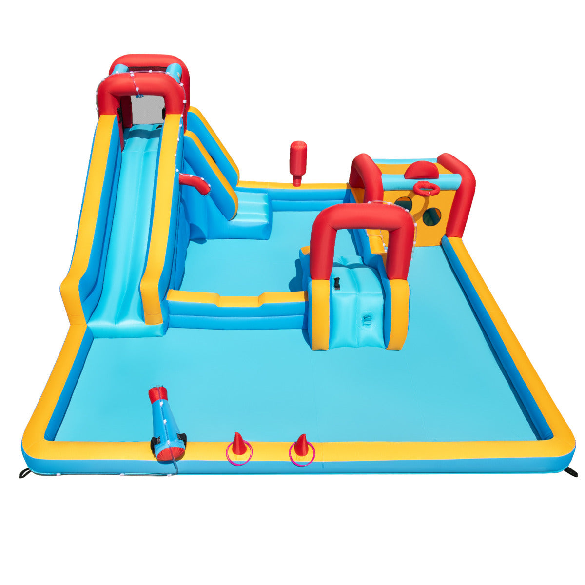 Inflatable Water Park with Climbing Wall for Birthday Party (Without Blower)