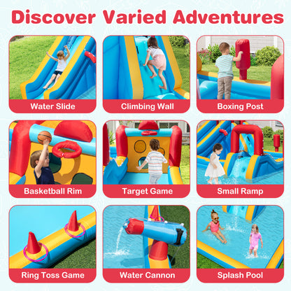 Inflatable Water Park with Climbing Wall for Birthday Party (Without Blower)
