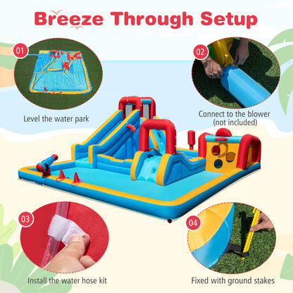 Inflatable Water Park with Climbing Wall for Birthday Party (Without Blower)