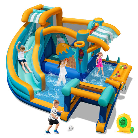 Inflatable Water Park with Market Stand and Climbing Wall (With Blower)