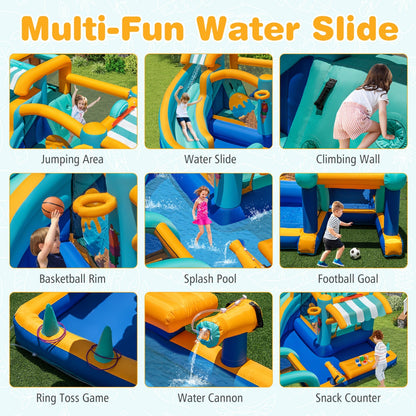 Inflatable Water Park with Market Stand and Climbing Wall (With Blower)