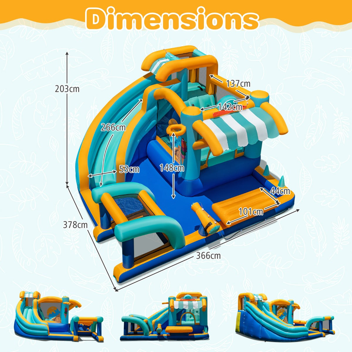 Inflatable Water Park with Market Stand and Climbing Wall (With Blower)