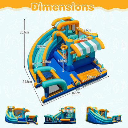 Inflatable Water Park with Market Stand and Climbing Wall (With Blower)
