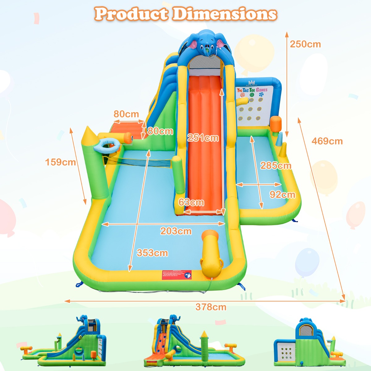 Inflatable Water Slide with Splash Pool & Climbing Wall (with Blower)