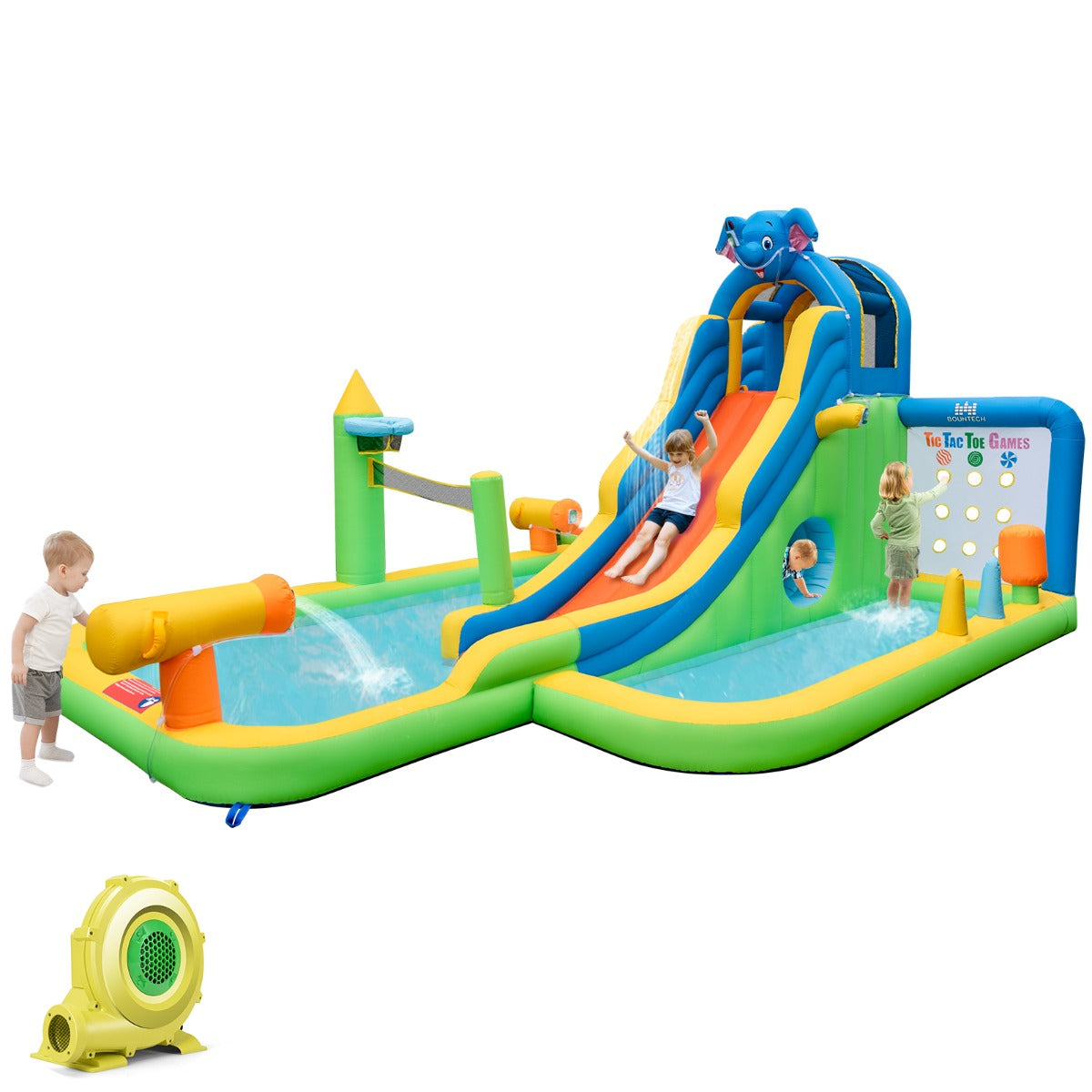Inflatable Water Slide with Splash Pool & Climbing Wall (with Blower)