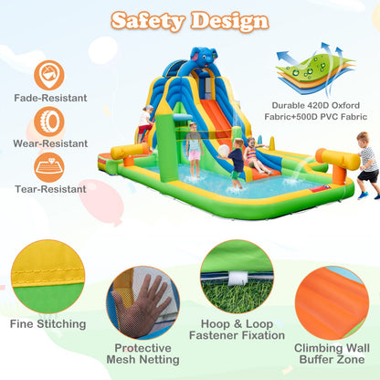 Inflatable Water Slide with Splash Pool & Climbing Wall (with Blower)