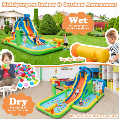 Inflatable Water Slide with Splash Pool & Climbing Wall (with Blower)