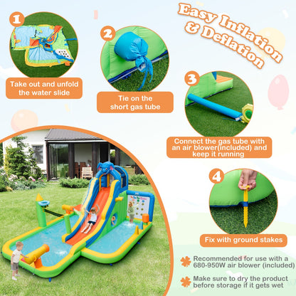 Inflatable Water Slide with Splash Pool & Climbing Wall (with Blower)
