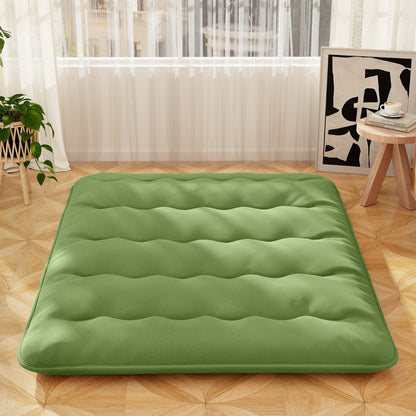 Japanese Roll up Floor Mattress with Washable Cover and Carry Bag-Green-Queen