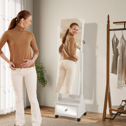159 CM Lockable Jewelry Organizer with 3-Color LED Lights-White