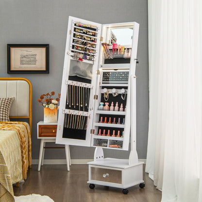 159 CM Lockable Jewelry Organizer with 3-Color LED Lights-White