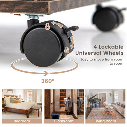 159 CM Lockable Jewelry Organizer with 3-Color LED Lights-Brown