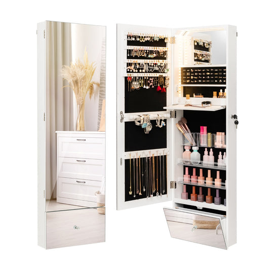 Costway 120 CM LED Jewelry Mirror Cabinet with Full-Length Frameless Mirror