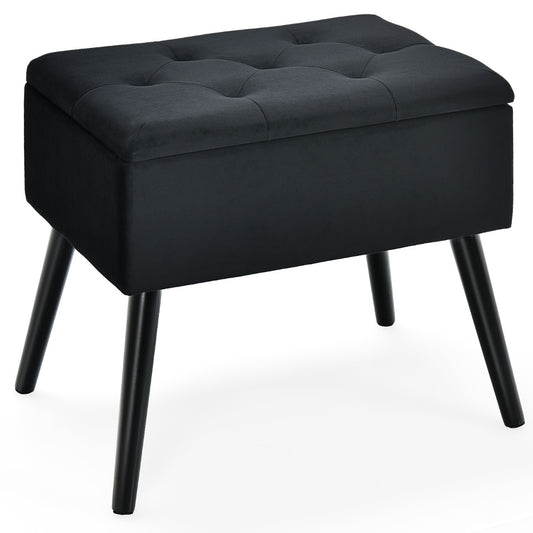 Costway Modern Upholstered Flip Top Velvet Storage Ottoman Footrest