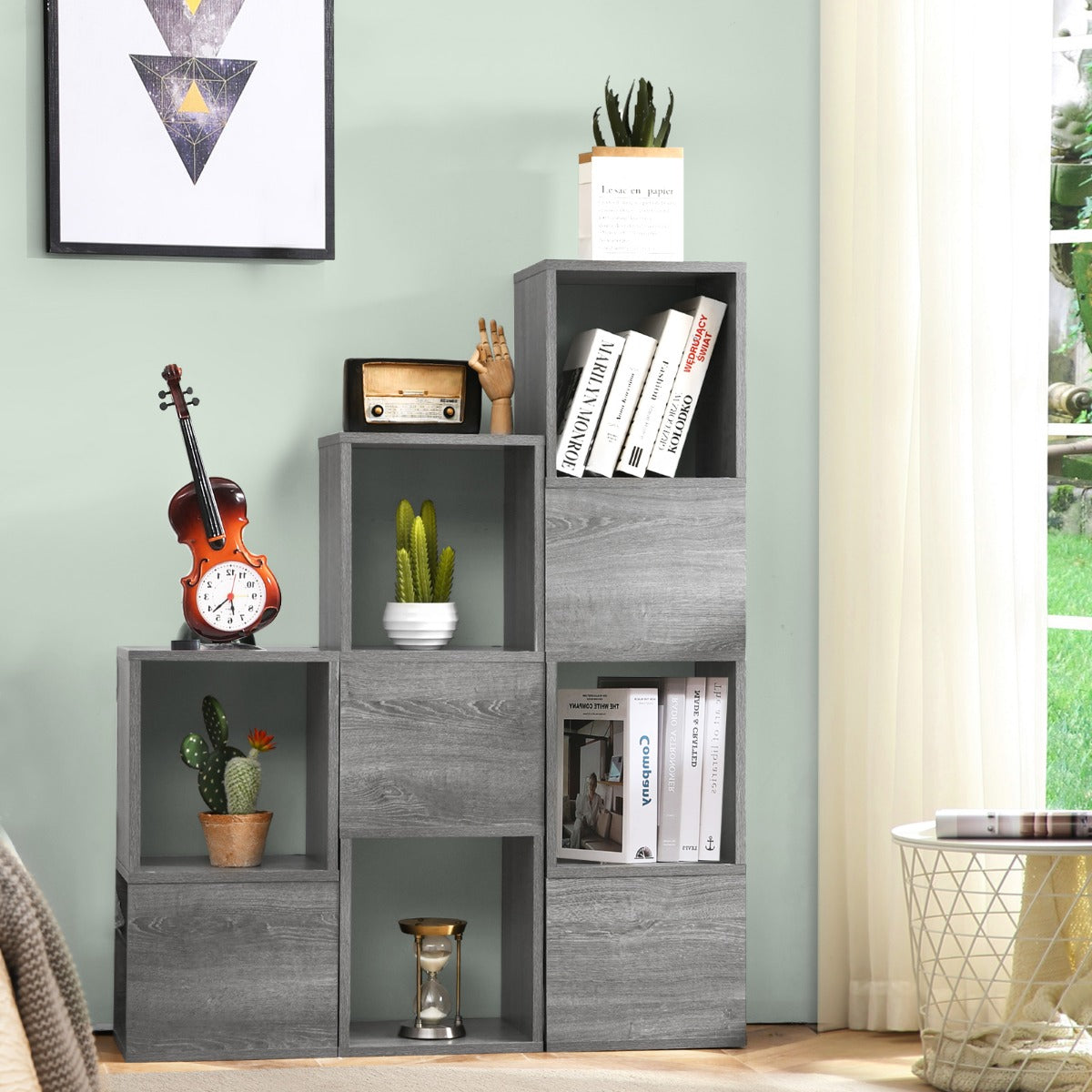 Vertical storage layout maximizes space while helping rooms stay neat and organized