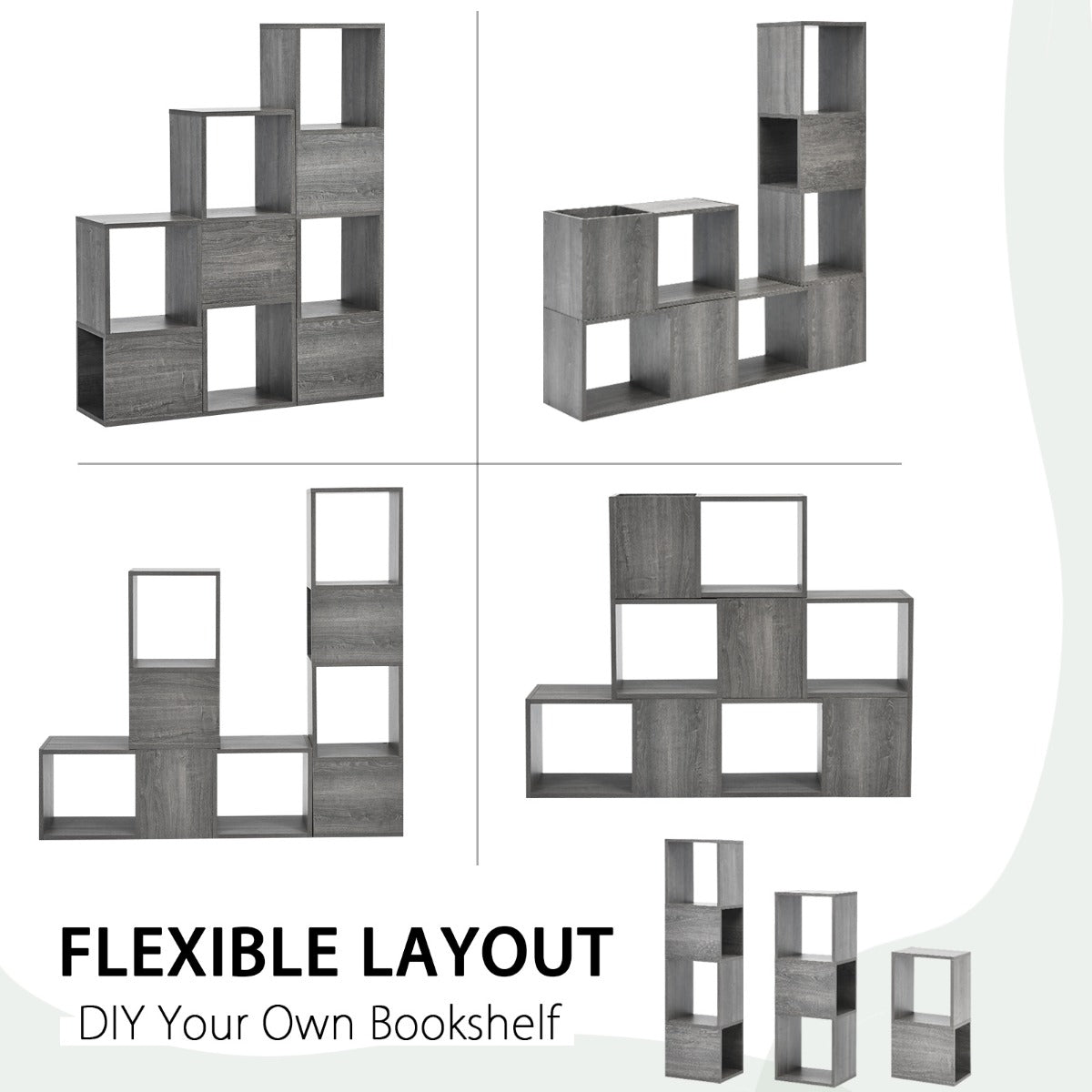 Each bookshelf shelf supports up to 33 pounds for reliable home and office organization