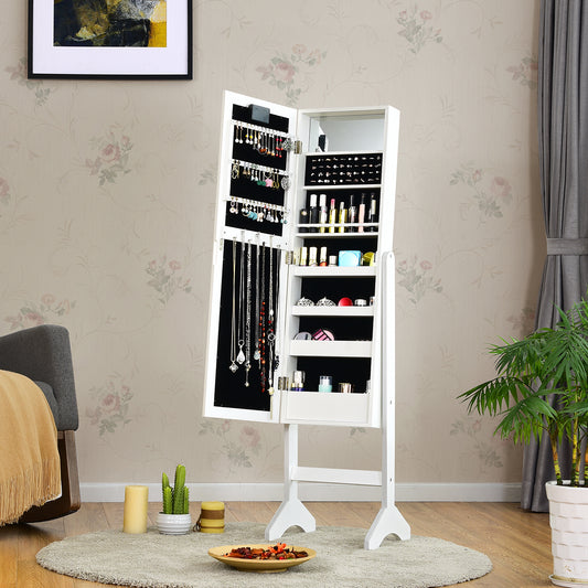 Costway Standing Jewelry Armoire with 18 LED Lights and Mirror