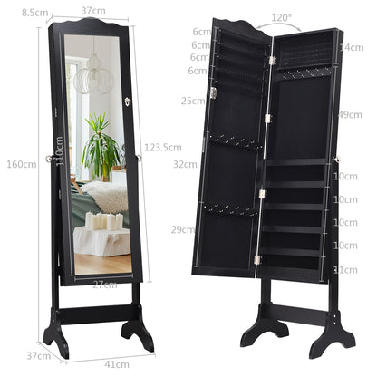Costway Full-length Lockable Jewelry Storage Armoire with 4 Tilting Angles-Black