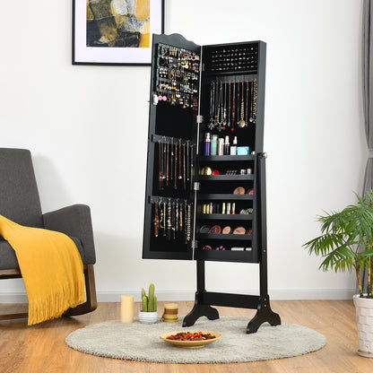 Costway Full-length Lockable Jewelry Storage Armoire with 4 Tilting Angles-Black