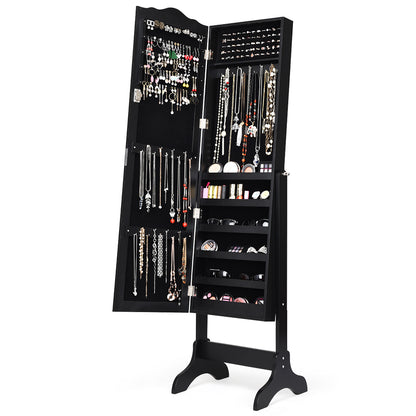 Costway Full-length Lockable Jewelry Storage Armoire with 4 Tilting Angles-Black