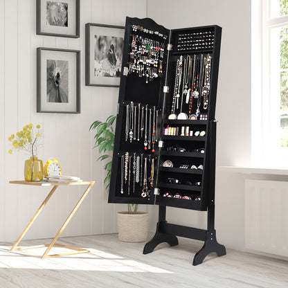Costway Full-length Lockable Jewelry Storage Armoire with 4 Tilting Angles-Black