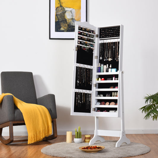 Costway Full-length Lockable Jewelry Storage Armoire with 4 Tilting Angles-White