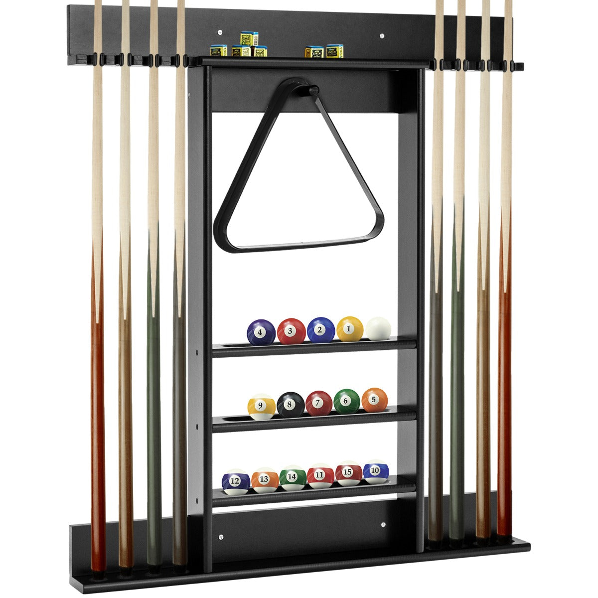 Wall Mounted Billiard Stick Holder for Club/Bar-Black
