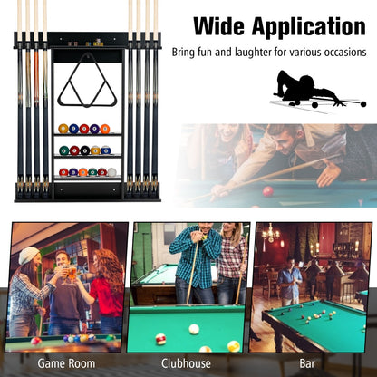 Wall Mounted Billiard Stick Holder for Club/Bar-Black