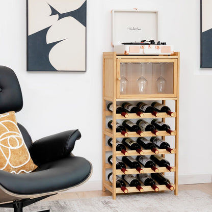 Wine storage shelf offers a 30 kg capacity top and 20 kg cupboard for reliable organization