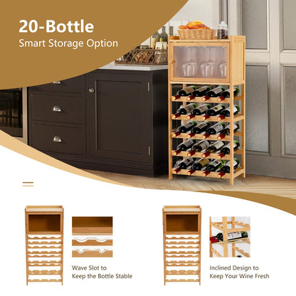 Wavy inclined bottle slots stabilize wine bottles and keep corks moist for fresher liquor storage