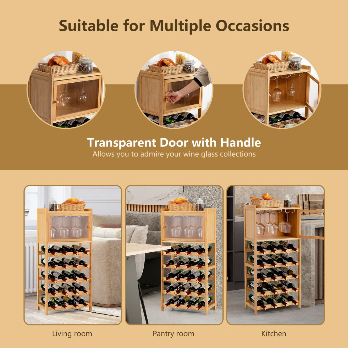 Odor-free painted bamboo and MDF structure delivers durable storage with a smooth glossy finish