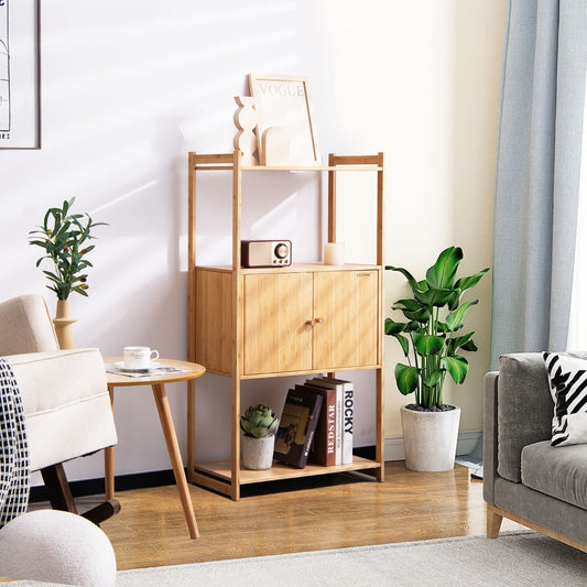 Costway Bamboo Storage Cabinet with 3 Shelves for Bathroom