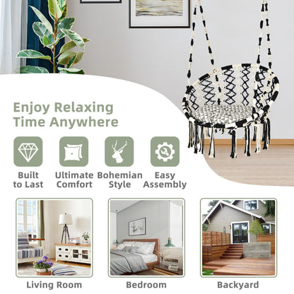 Hammock Chair with C-shaped Chair Stand for Indoor and Outdoor Use
