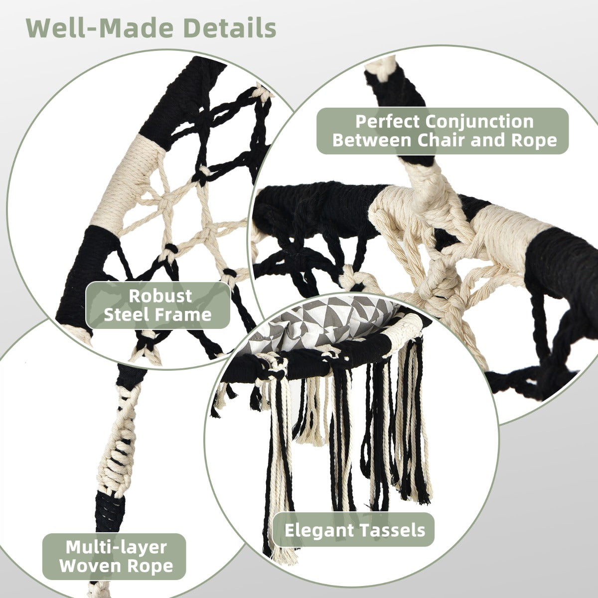 Hammock Chair with C-shaped Chair Stand for Indoor and Outdoor Use