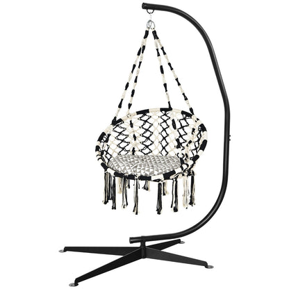Hammock Chair with C-shaped Chair Stand for Indoor and Outdoor Use