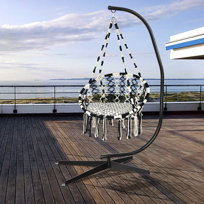 Hammock Chair with C-shaped Chair Stand for Indoor and Outdoor Use